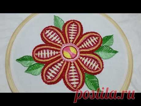 Hand embroidery of a flower