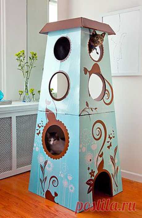 Catemporary Cat Castle from The Refined Feline. An artistic cat tower