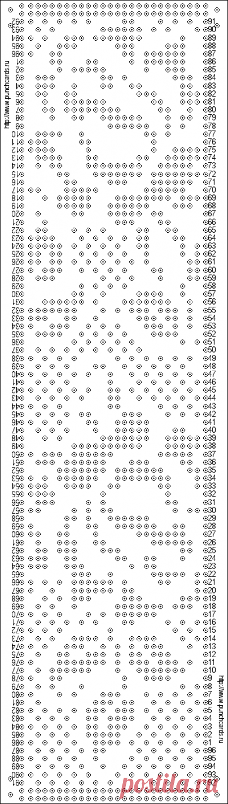 Просмотр рисунка перфокарты с раппортом 24 петли, пересчёт на две фонтуры, печать перфокарты