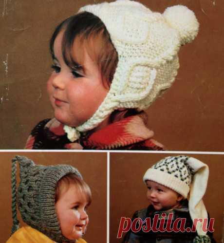 vintage knitting pattern PDF toddler hats for boys and girls pixie bonnet aran helmet fairisle stocking cap This item is a PDF file of the knitting pattern for these gorgeous hats.    The pattern will be available for download upon receipt of payment, for you to print out or read from your computer.    The hats use dk, aran and chunky yarn, and are given in one size, to fit toddlers/small children.    So cute