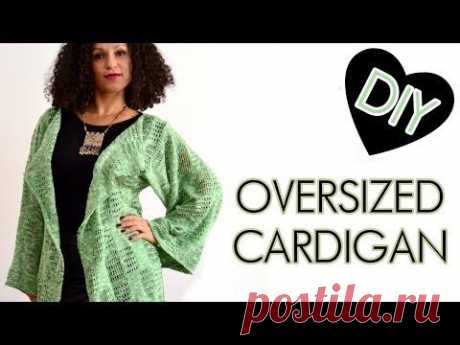 DIY Anleitung Oversized Cardigan, lockere Strickjacke selber machen - Nähen für Anfänger - YouTube