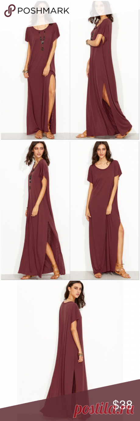 Last OneBurgundy Loose Fit Tee Maxi Dress Burgundy Maxi Dress  •Oversized loose fit •Scoop Neck •Raw cut hemlines •100% Polyester (but feels like a lightweight t-shirt material) •Slightly sheer •Slit up each side  Measurements: X-Small- Bust: 43" Length: 56" Small-     Bust: 44.5" Length: 57" Medium- Bust: 46" Length: 57" Large-     Bust: 48" Length: 57"  ❗️Price is firm unless bundled❗️ #SR173690  ✔️31 Dresses Maxi