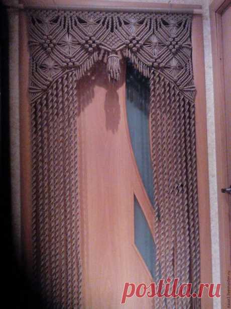 Купить штора макраме арка - темно-серый, бежевый цвет, Макраме, ручная работа handmade