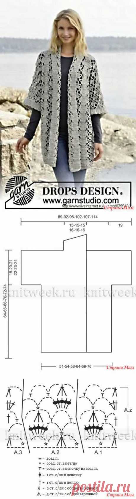 Ажурный жакет с шалевым воротником. Крючок. - ВЯЗАНАЯ МОДА+ ДЛЯ НЕМОДЕЛЬНЫХ ДАМ - Страна Мам