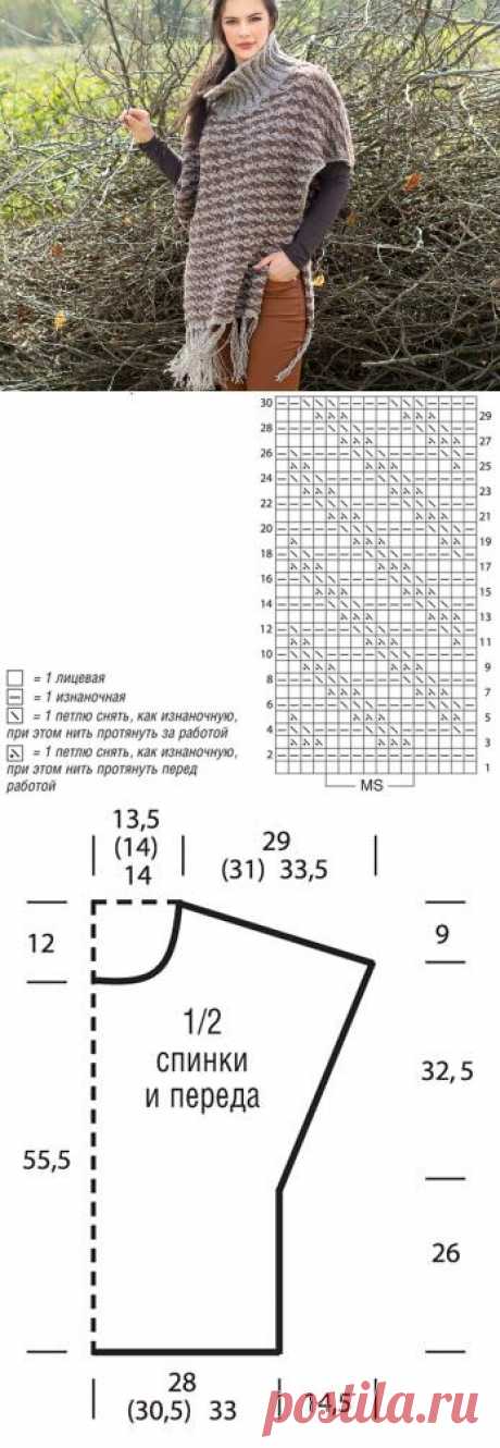 Накидка с бахромой - схема вязания спицами. Вяжем Накидки на Verena.ru