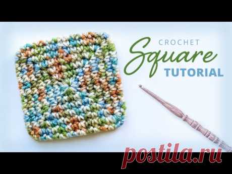 How to Crochet a Solid Granny Square with No Gaps. Плотный квадрат крючком.