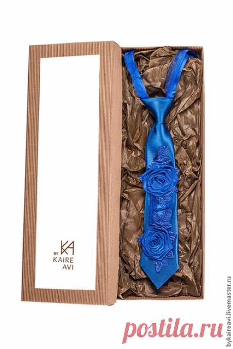 Купить Галстук-украшение-это yникальный 3D галстук-колье&quot;Blue Sharm &quot; - авторская ручная работа