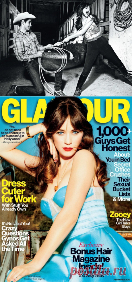 Зои Дешанель (Zooey Deschanel) в фотосессии Эллен фон Унверт (Ellen von Unwerth) для журнала Glamour (февраль 2013)