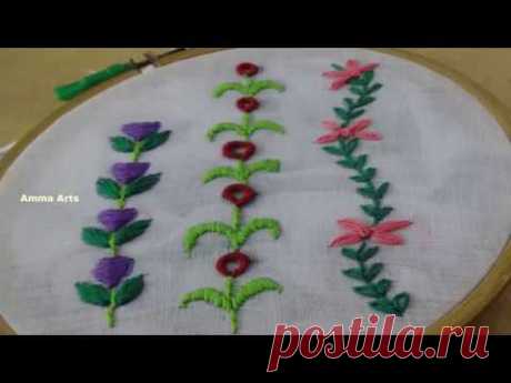 Hand Embroidery  Beginners - Basic (3) Stitches by Amma Arts