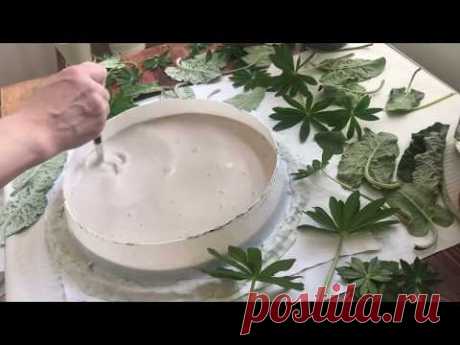 Plaster flowers. Tutorial / Отпечатки растений. Гипс. Мастер-класс. Молодой лопух.