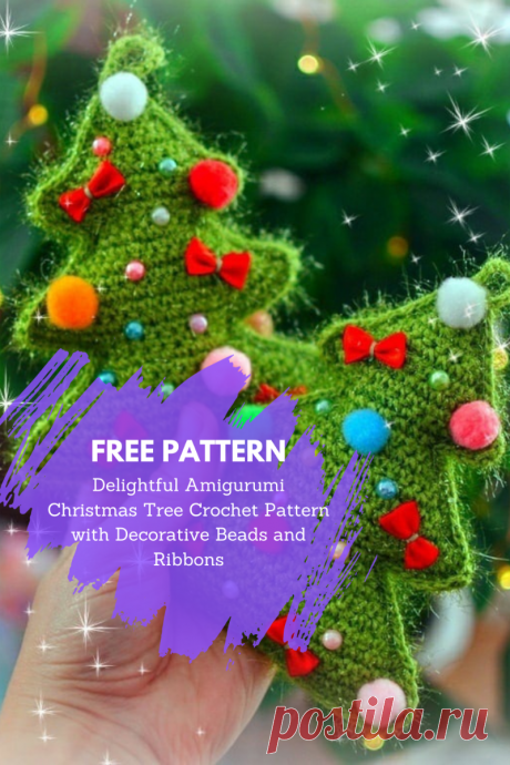 Delightful Amigurumi Christmas Tree Crochet Pattern with Decorative Beads and Ribbons