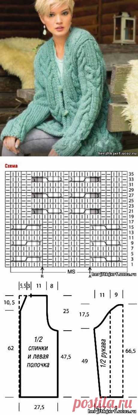 акет с объемным узором из кос - кардиганы.жакеты.болеро. - вязание спицами для женщин. - Каталог файлов - Дизайн-студия вязаных изделий.