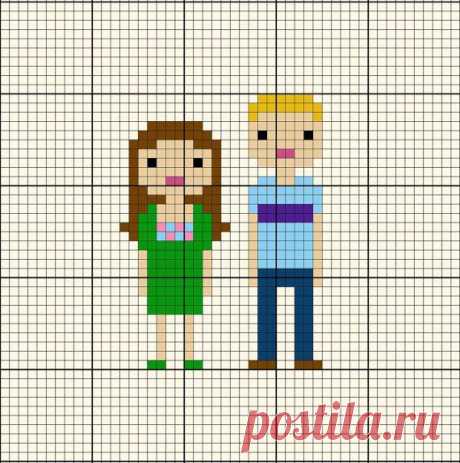 Pattern - Custom Family Portrait Pixel Cross Stitch Chart