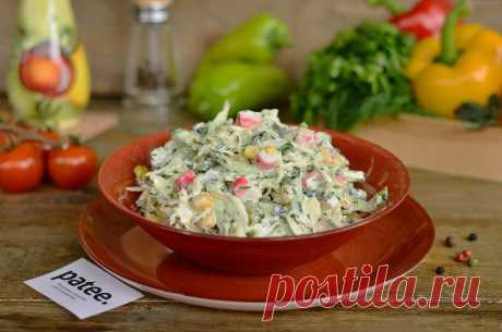 Капустный салат с крабовыми палочками - рецепт с фотографиями - Patee. Рецепты
