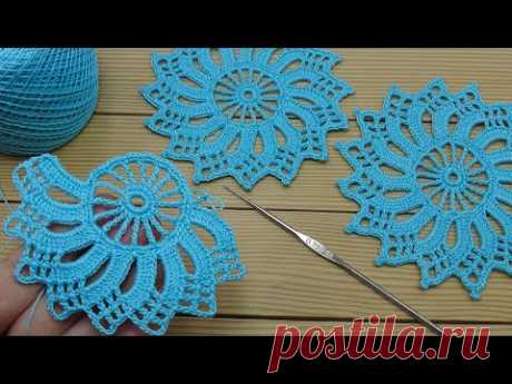 Простой АЖУРНЫЙ МОТИВ вязание крючком для начинающих Crochet Motif knitting Tutorial for beginners