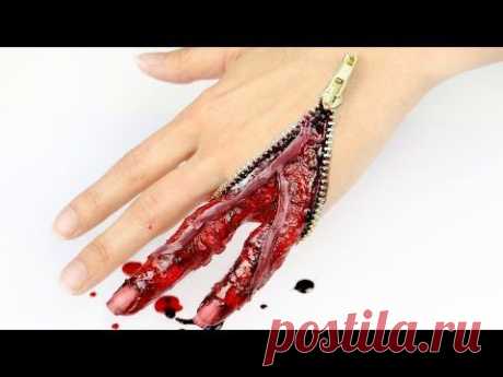 Unzipped zipper hand / fingers SFX makeup tutorial - YouTube