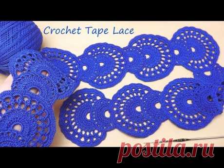 Ажурное ЛЕНТОЧНОЕ КРУЖЕВО вязание крючком мастер-класс  Crochet Tape Lace Tutorial