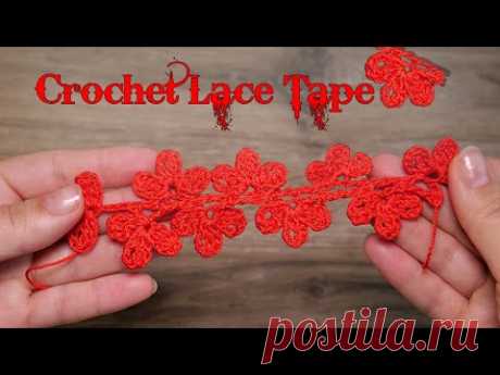 Кружево из листиков крючком / Crochet Lace Tape