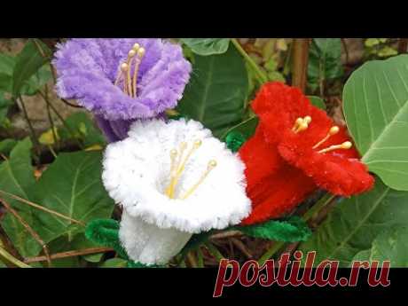 Tutorial membuat bunga Lonceng dari kawat bulu atau pipe cleaner #youtube#handmade#flowers