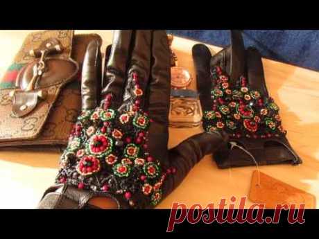 Стильная вышивка на перчатках от Ксении