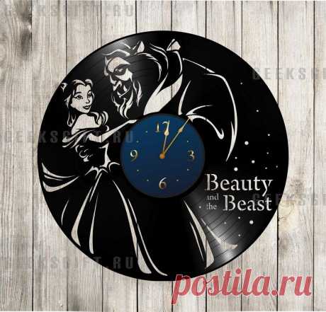 Часы из виниловой пластинки: Красавица и Чудовище