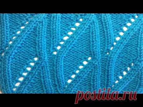 Ажурный узор ромбы. Видео урок вязание на спицах для начинающих. Openwork pattern diamonds knitting - YouTube