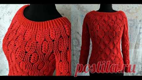 Джемпер женский крючком с рукавом. Cardigan womens crochet sleeve.