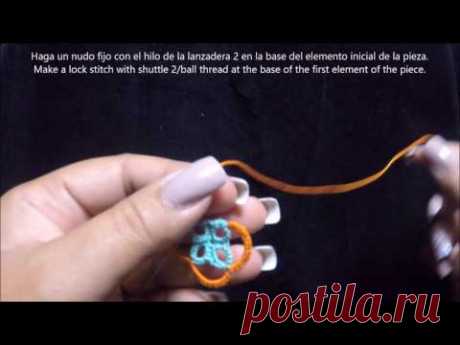 frivolite tatting lesson 161- hide ends in the last chain - esconder cabos en la ultima cadena