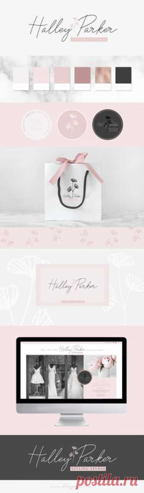 Floral brand design identity and inspiration by Blog Pixie. Packaging, site layout and logo ideas, fonts, hand-drawn illustrations and a pretty color palette. Find the Floriana Creator Studio on Creative Market.