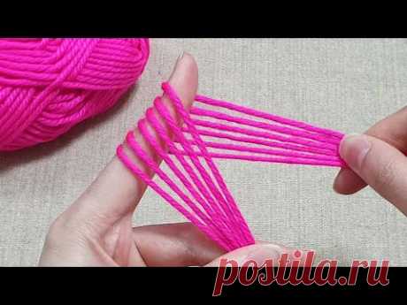 Amazing Woolen Flower Craft Idea using Fingers - Hand Embroidery Design Trick - Easy Flower Making