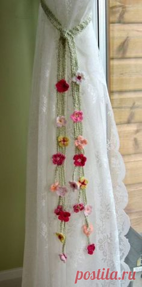 crochet curtain tiebacks