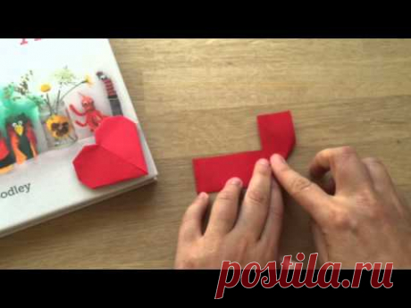 Easy Paper Heart Corner Bookmarks How To (Kirigami)