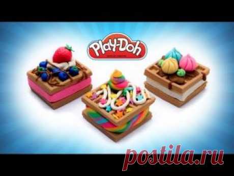 How to Make Dolls Toy Food. Yummy Play Doh Waffles. Art for Kids DIY Toy Food for Dolls