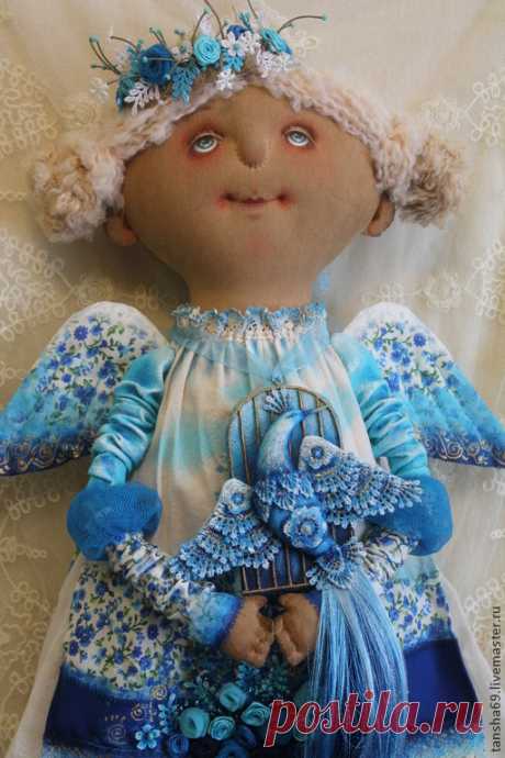 Купить Выпускаю на волю небесных птиц... - голубой, текстильная кукла, ароматизированная кукла, интерьерная кукла