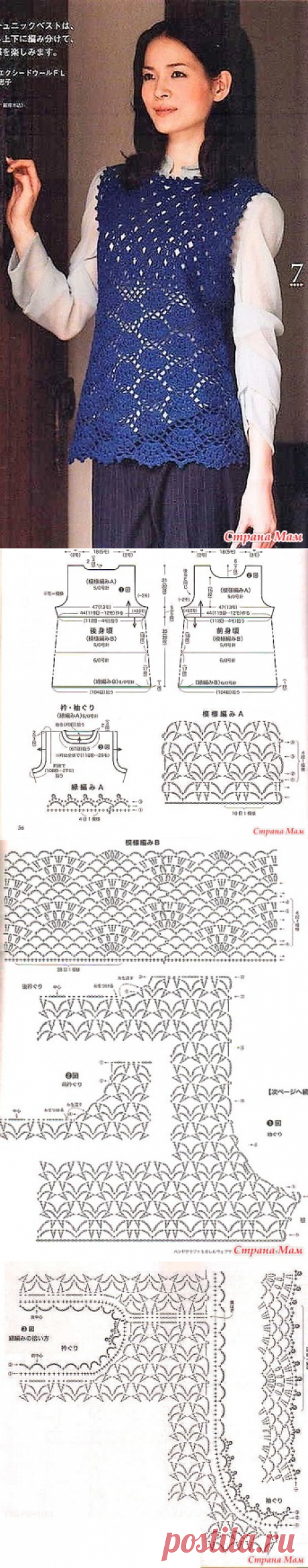 Синяя ажурная туника. - Все в ажуре... (вязание крючком) - Страна Мам
