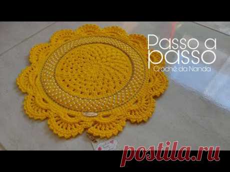 Sousplat em crochê/modelo Raio de sol . Criação da artesã/SIRLENE  Tutorial /Crochê da Nanda