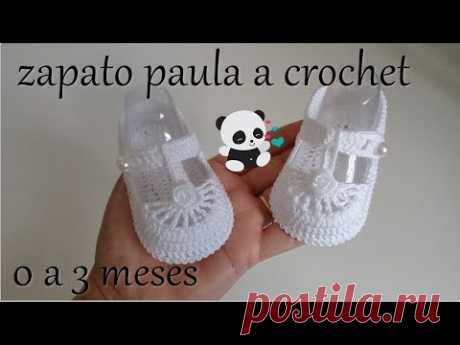 Zapato a crochet -modelo paula -0 a 3  meses