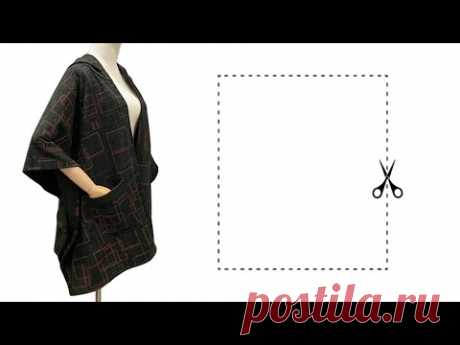 ⭐️ Very easy Rectangle woolen poncho coat cutting and sewing | DIY cape/cloak/jacket/coat - YouTube