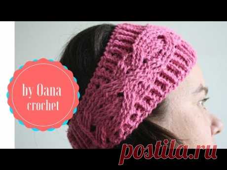 Crochet  headband with braid- by Oana