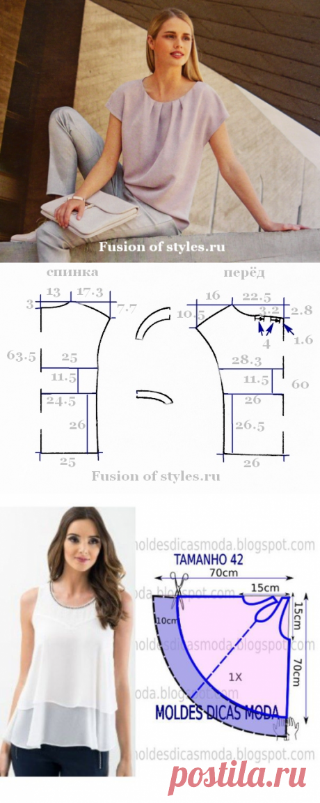 Простые выкройки летних женских блузок