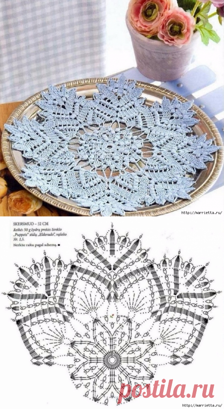 Красивая салфетка. Схема вязания крючком