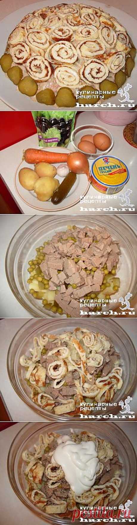 Салат из печени трески с яичными блинчиками “Мурманский” | Харч.ру - рецепты для любителей вкусно поесть