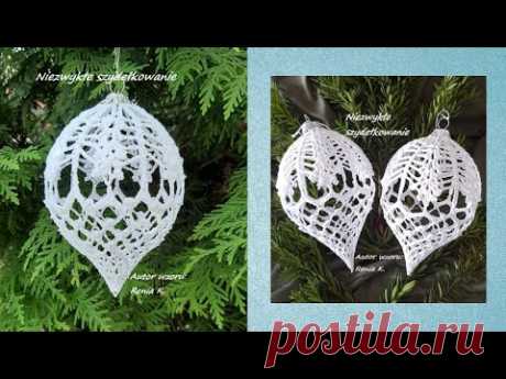 Bombka na szydełku 13 cm . Autor wzoru/ Author  Renia K. Christmas ball crochet tutorial. No.3