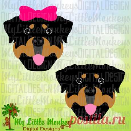 Lindo Rottweiler cara diseño comercial uso SVG Clipart y | Etsy