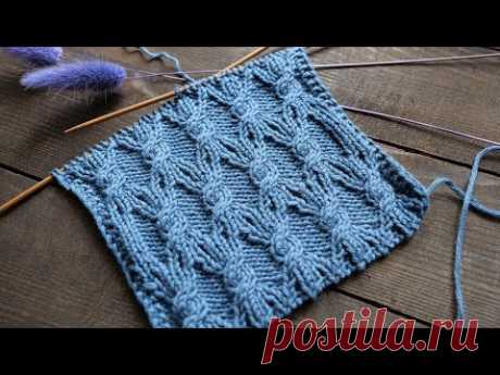 Узор спицами из кос и резинки ꕥ Cables and rib knitting pattern