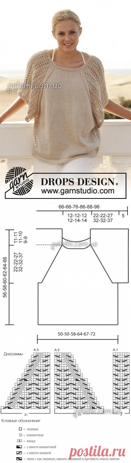 Топ Флорентина от Drops Design. Описание вязания со схемами