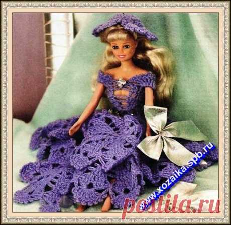 Хозяйка - Платье для Барби. Вязание крючком одежда для кукол - модель,схема,описание,условные обозначения.
