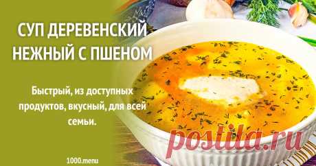 Суп деревенский нежный с пшеном рецепт с фото пошагово Быстрый, из доступных продуктов, вкусный, для всей семьи.