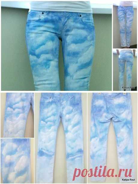 Мастер-класс: рисуем облака на белых джинсах / Переделка джинсов / Модный сайт о стильной переделке одежды и интерьера