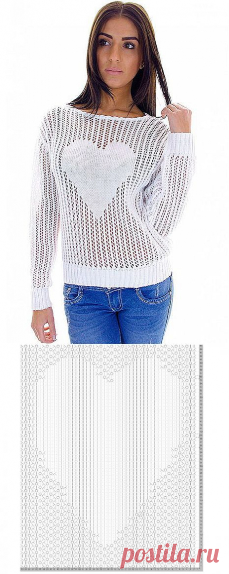 Схема узора для ажурного пуловера с сердцем от rinBlizzard